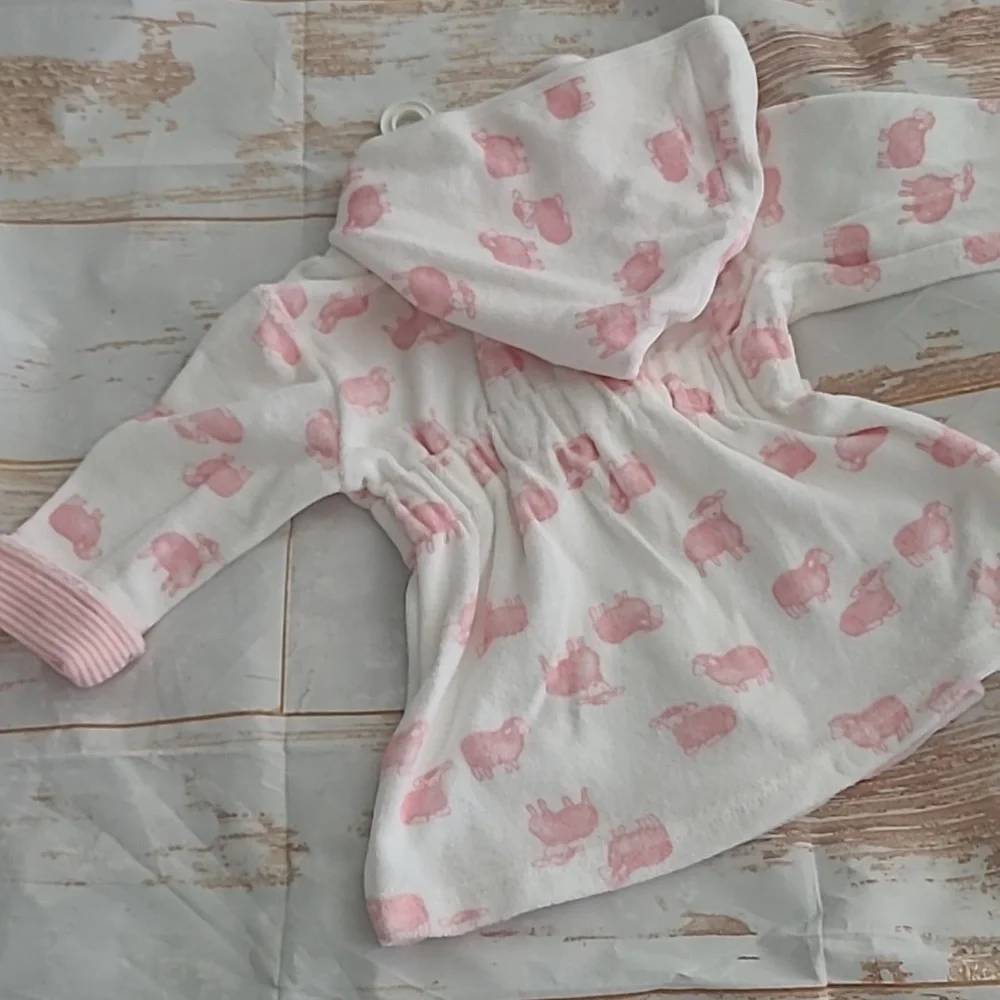 Carters Girls .. 0-9 months .. Terry Cloth BathRobe‎ .. Pink Lamb Sheep .. New